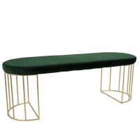 Lumisource BC-CNRY AU+GN Canary Contemporary-Glam Dining/Entryway Bench in Gold and Green Velvet 